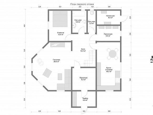 Элитный дом из бруса 11х12. фото